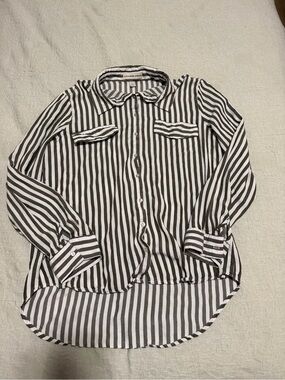 Striped Button-Up Shirt in Black & White
